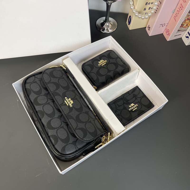 Ensemble de portefeuille trois pièces pour femmes, pochette polyvalente à la mode, porte-cartes, ensemble de porte-monnaie, boîte cadeau, portefe