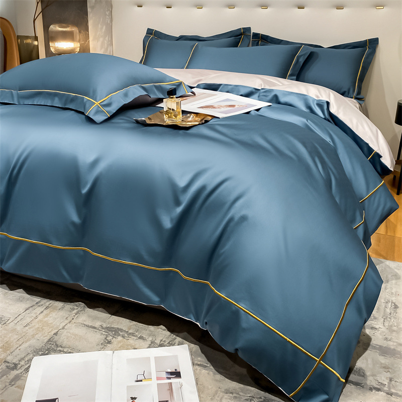 Luxury Designer Long Staple Cotton Four Piece Embroidery Bedding Sets Egyptian Cotton Sheet Set Duvet Cover Bedsheet Bed Linen Pillowcase 5 Stars Fr