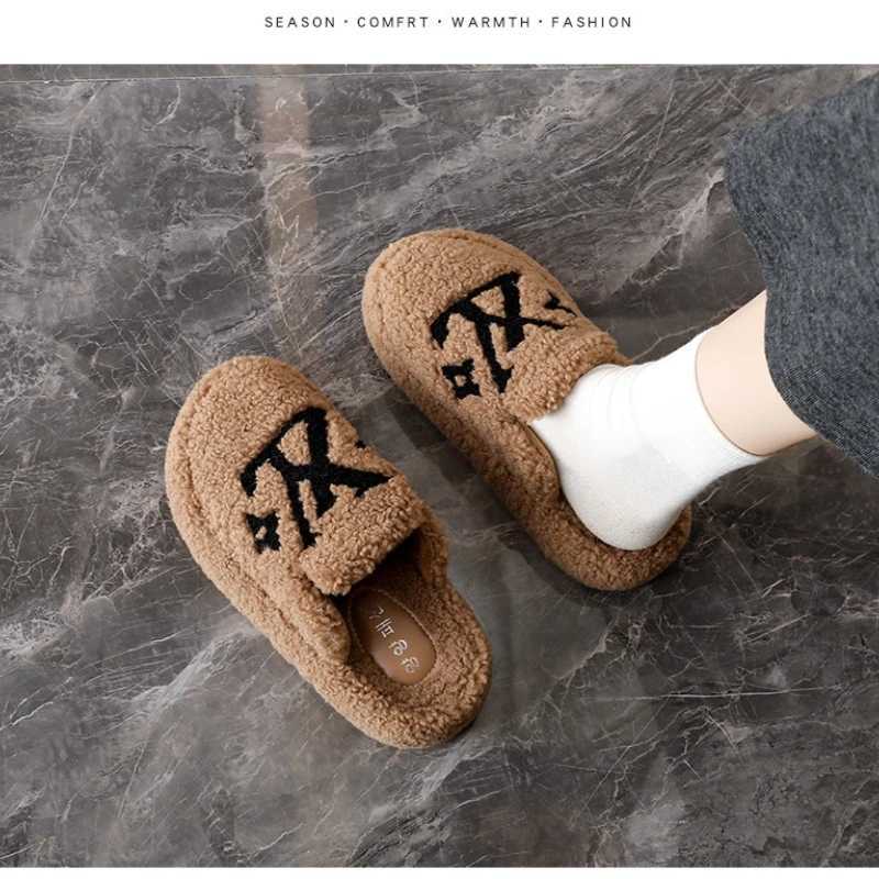 Winters New Thick soled Retro Student Fleece Warm Wearable Large sized Quiet and Fashionable Cotton Slippers for Women Z251216