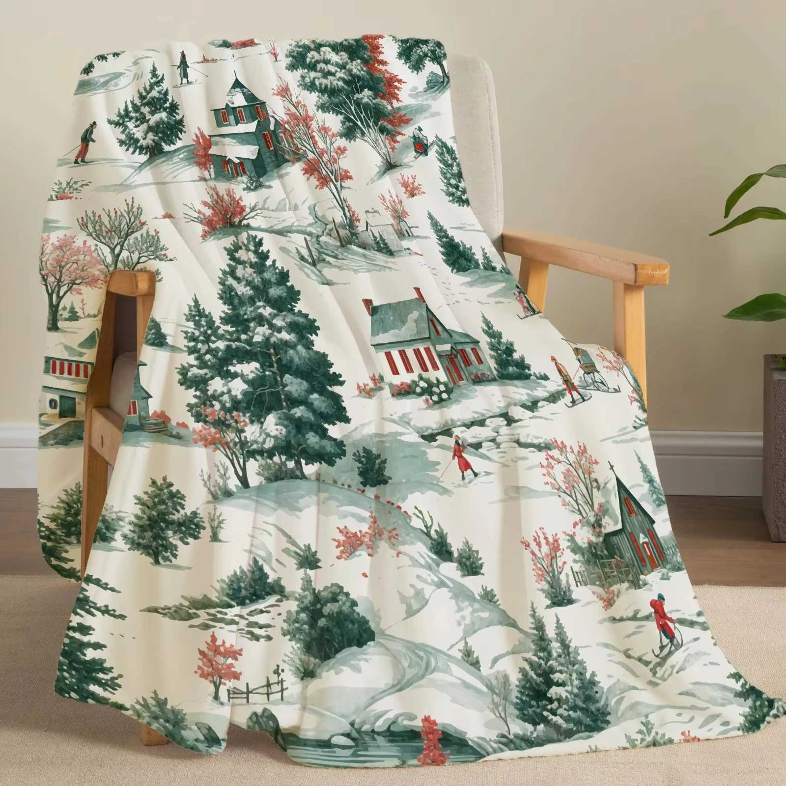 Christmas Creative Print Flannel Throw Blanket Soft Cozy Sofa Nap Blanket Great Home Gift for Her H251216-image-1088601671