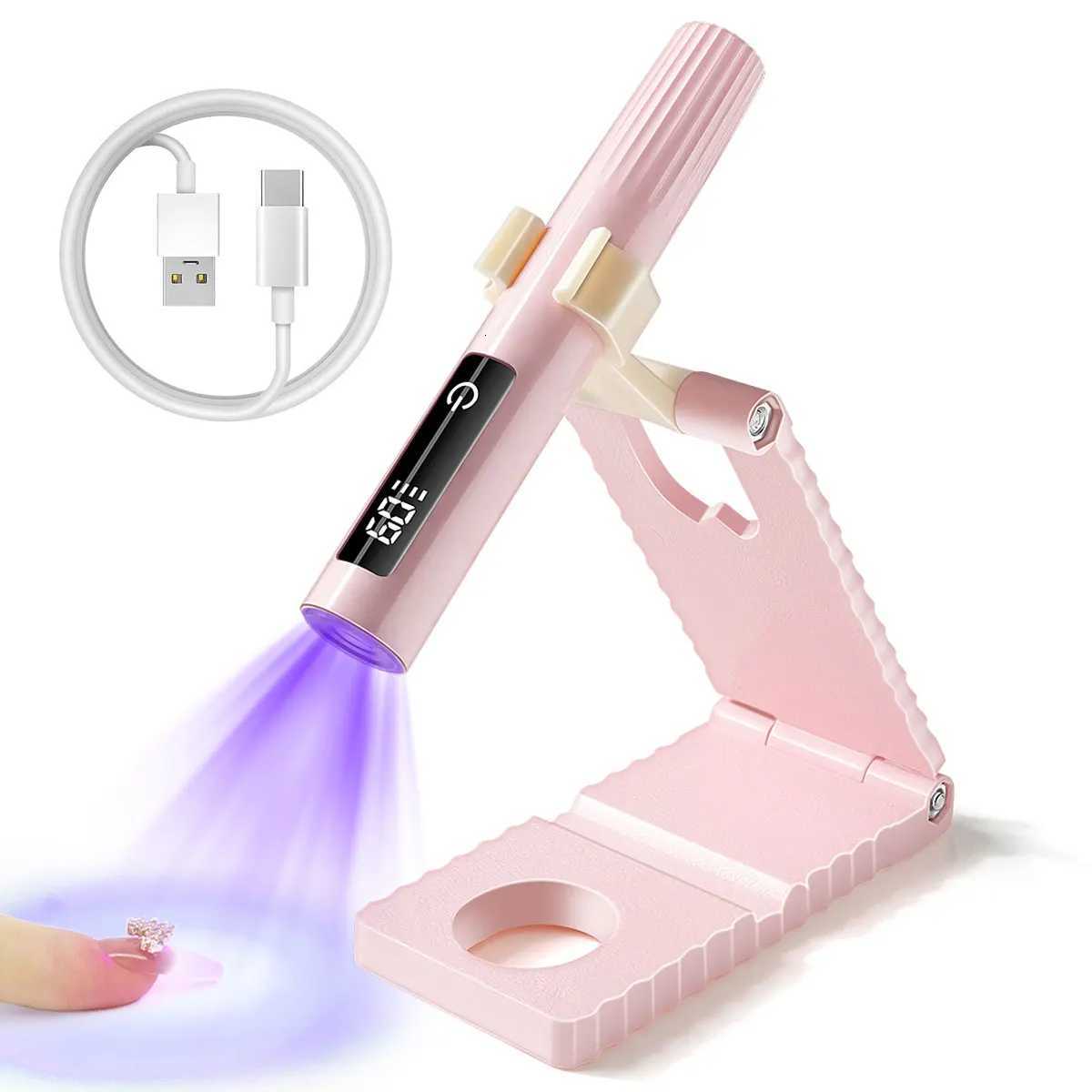 MiNi Hand Held UV LED Nail Lamp Rechargeable USB Nail Dryer With Bracket Base Desktop Convenient Nail Glue UV Light ToolT251216-image-1088554145