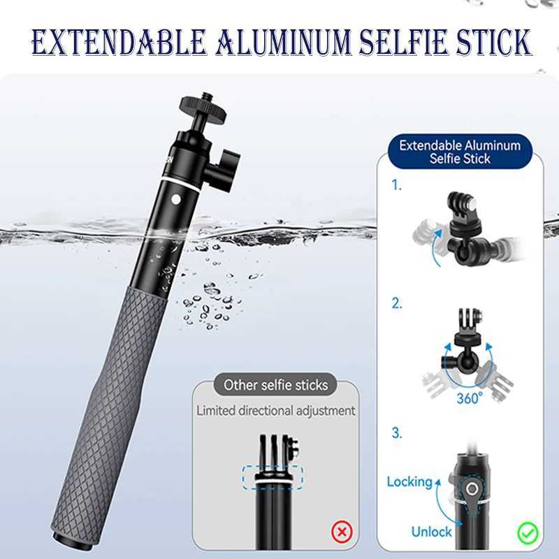 TELESIN Selfie Stick Waterproof Divng Floaty Monopod 360 Rotation Ball Head Selfie Stick for DJI Osmo Action Insta360 G251216-image-1088569629
