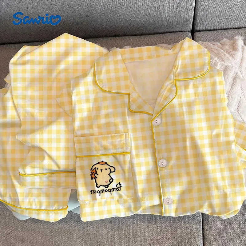 Sanrio Pompom Purin Women Sleeping Pajamas Sets Kawaii Cartoon Student Spring and Autumn Long Sleeve Pant Sleepwear Home Clothes H251216-image-1088667491