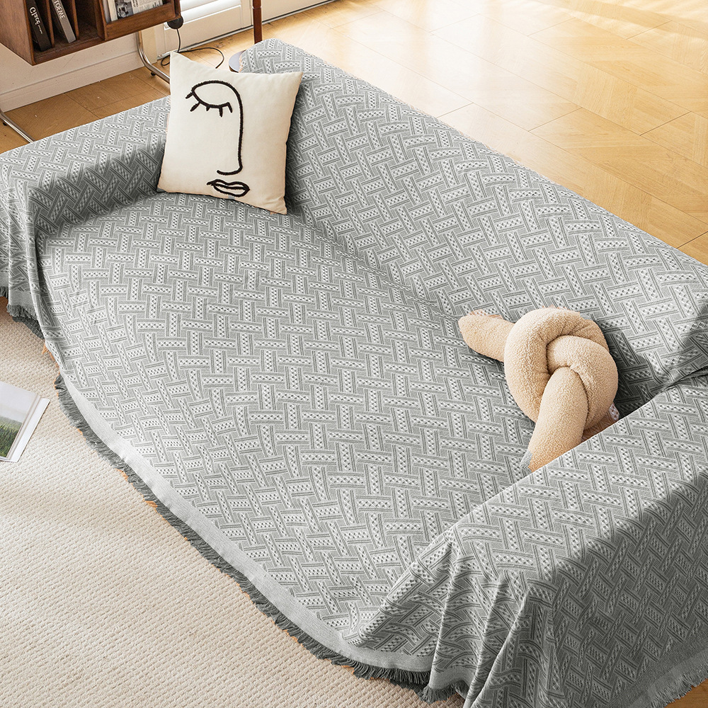 Breathable Cotton Yarn Sofa Cover Soft, Universal Full-Coverage Throw for All-Season Protection Z86U01-image-1104945449