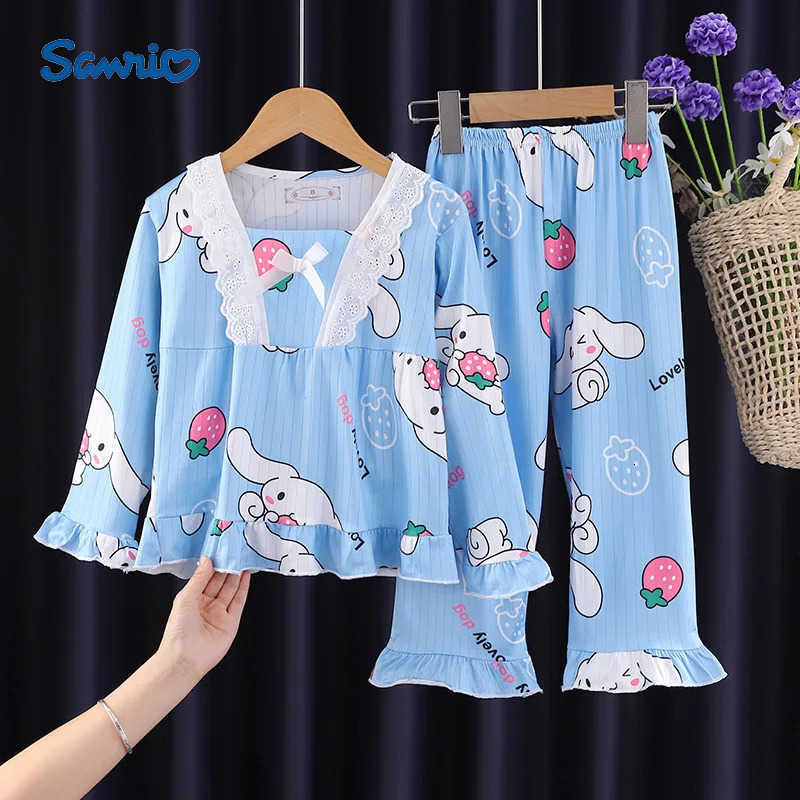 Sanrio Pajama Sets for Girls Stylish Princess Style Cartoon Print Nightwear Set Soft Comfortable Indoor Costume Autumn H251216-image-1088706492