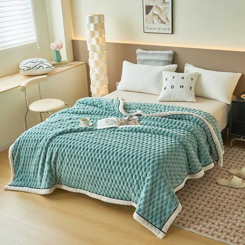 Throw Blanket for Sofa Winter Blanket King Size Home Warm Plaid Comforter Bedspread Bedding Sheet H251216-image-1088601405