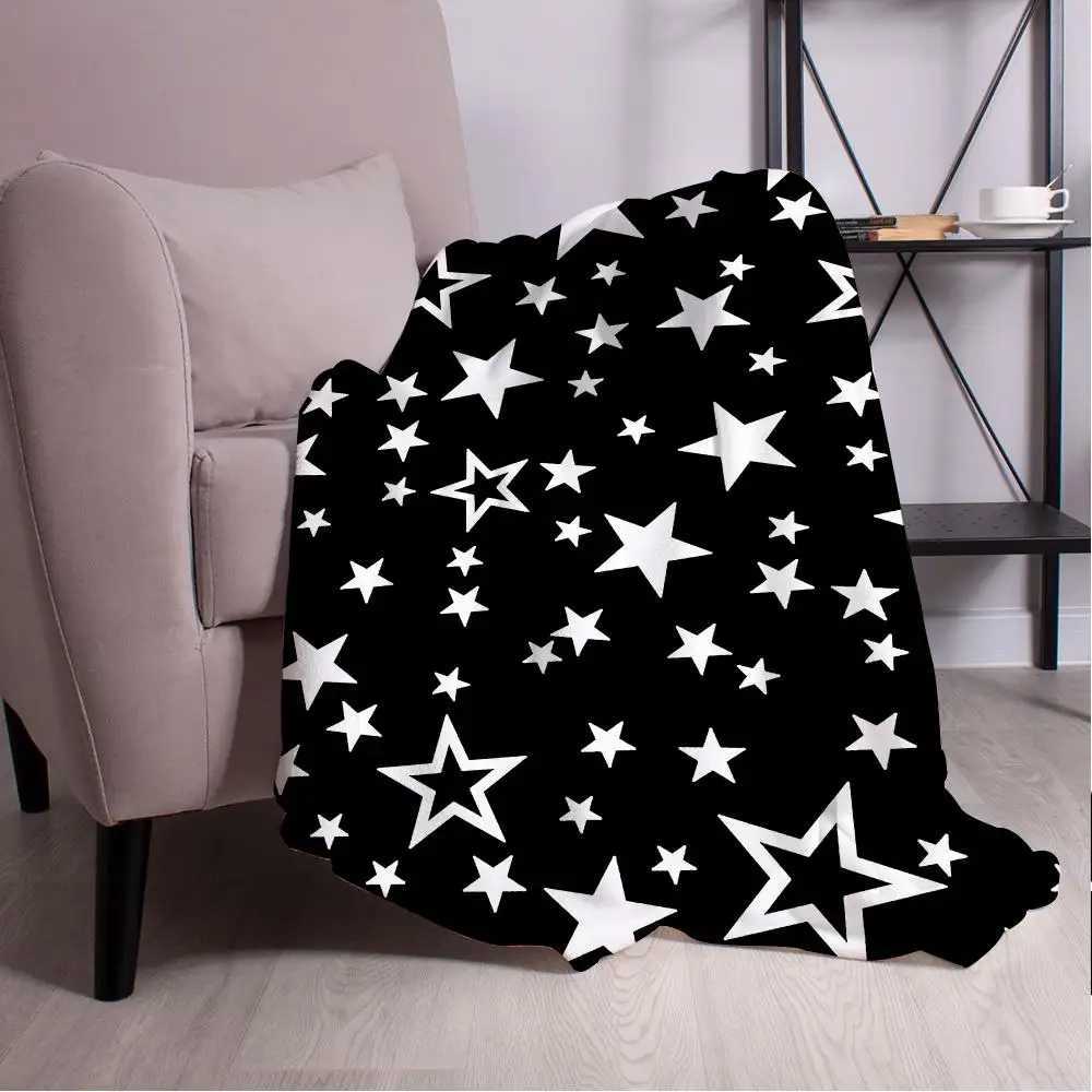 3D reflective glitter five-pointed star Throw Blanket Aesthetic Art Flannel Blanket Portable Home Travel Camping Sofa Picnic Th H251216-image-1088602403