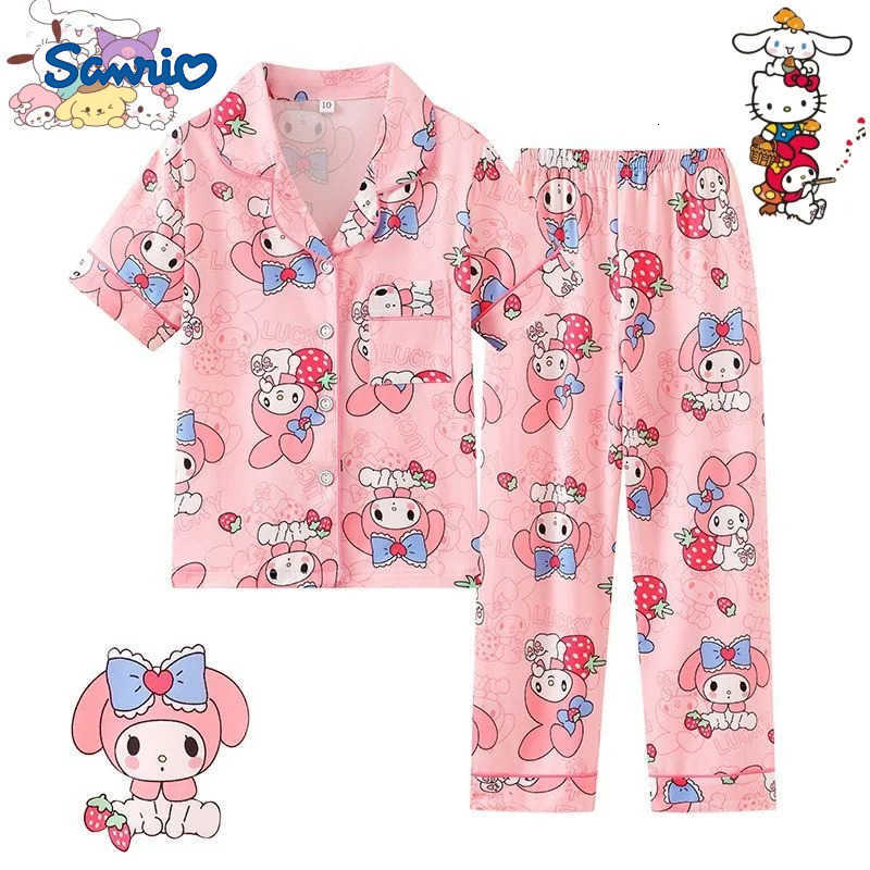 Sanrio New melody Hello Kitty kuromi cinnamoroll cartoon cute child pajamas high-value casual comfortable loungewear two-piece set H251216-image-1088664370