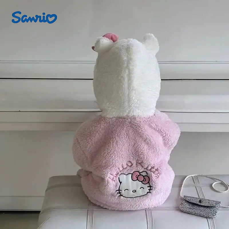 Sanrio Hello Kittys Child Pajamas Girl Velvet Lounge Clothes Suit Keep Warm Autumn Winter New Coat Thicken Kawaii Childrens Clothing H251216-image-1088697996
