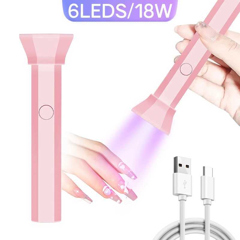 Portable Handheld UV LED Flashlight Nail Lamp 6LEDS Beads Quick Dry USB Nail Dryer 18W Machine Nail Gel Dry USB Salon ToolT251216-image-1088552954