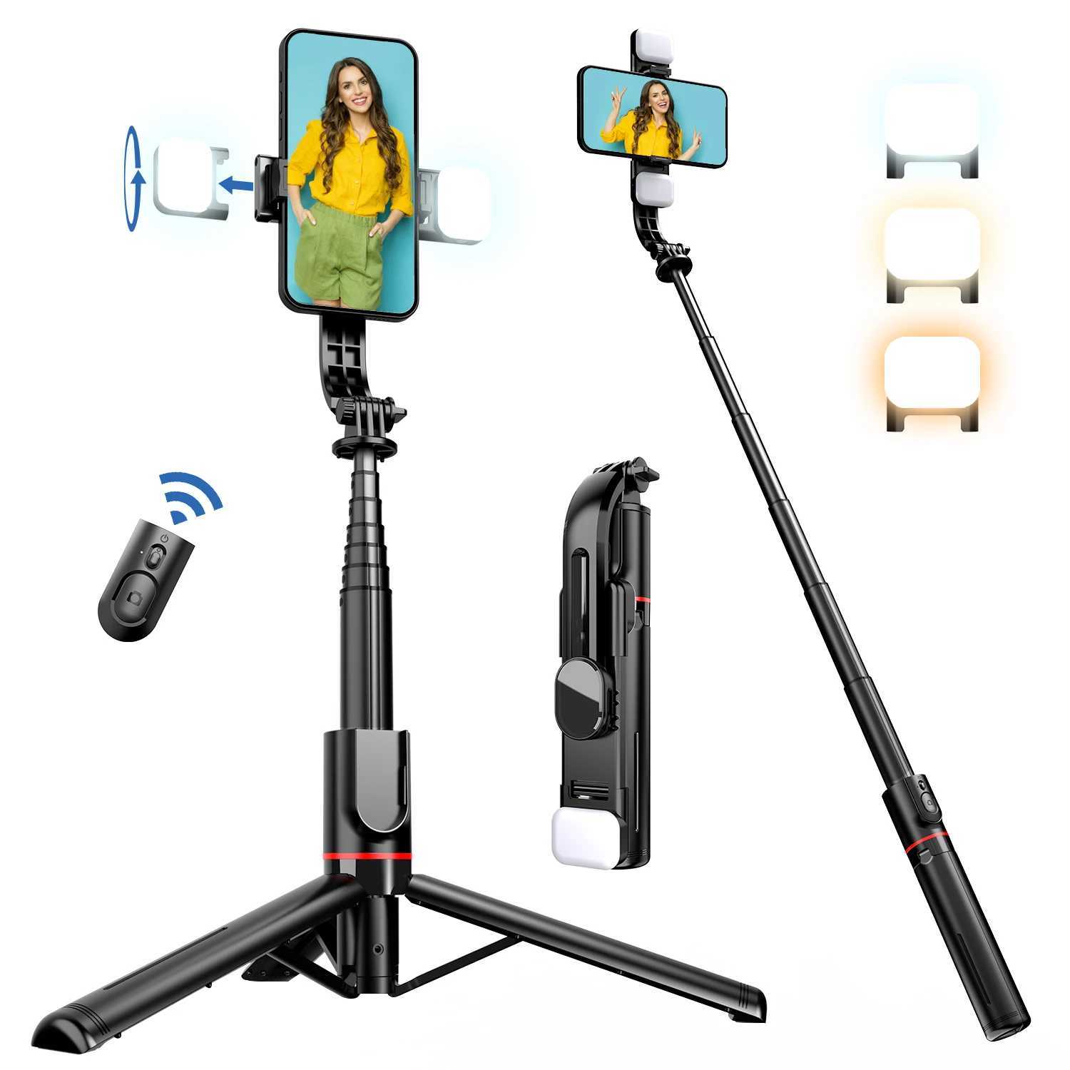 L12d Front Rear Fill Light Bracket Portable Wireless Bluetooth Remote Tripod Selfie Stick 1085mm Stabilizer Stand for Cell Phone G251216-image-1088571889