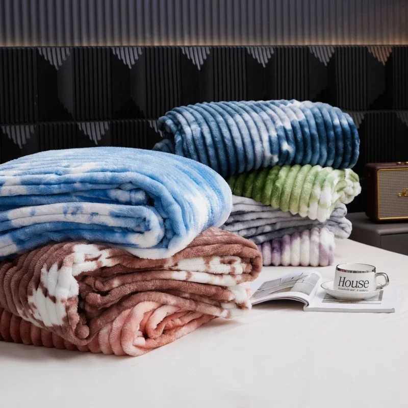 High Quality Blanket for Beds Tie Dyeing Warm Manta Single/Queen/King Flannel Fleece Thow Blanket Thick Warm Plaids Sofa Blanket H251216-image-1088602271