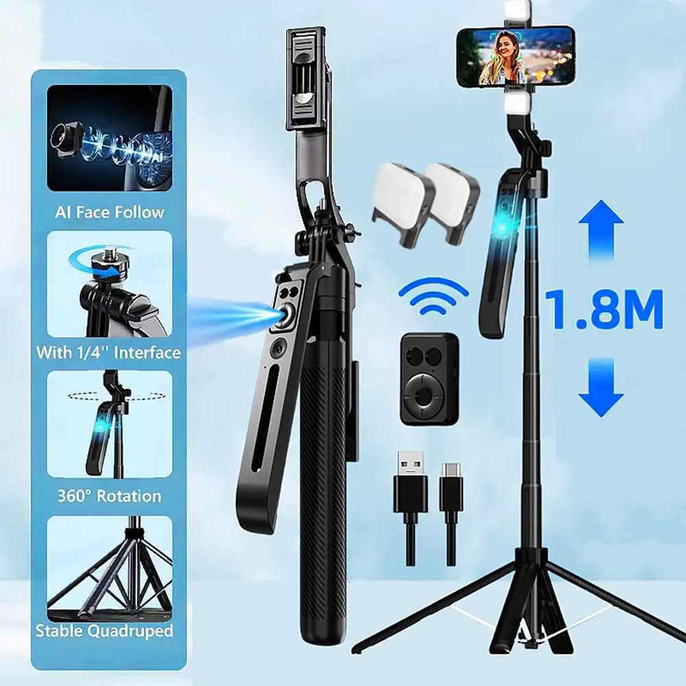 Gimbal Stabilizer With Bluetooth Remote 5 in 1 Smartphone Selfie Stick Intelligent AI Follow-Up Anti Shake Pan Tilt Tripod G251216-image-1088569170