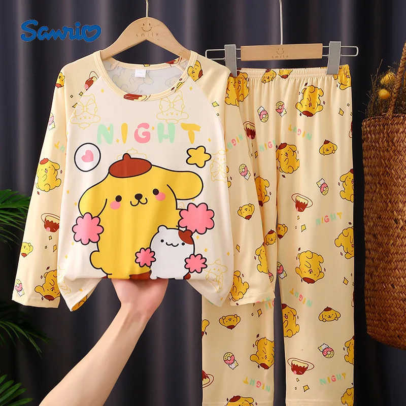 Sanrio Cute Cartoon Children Pajama Sets Fashion Loose Soft Comfortable Nightwear Set Boys Girls Suitable For Autumn Winter H251216-image-1088712821