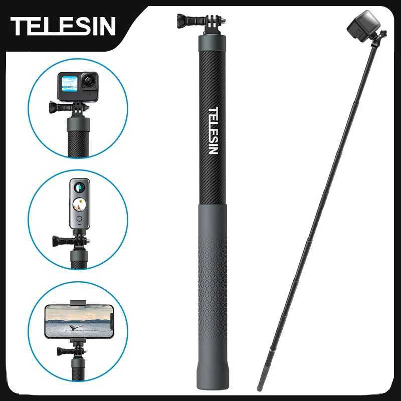 TELESIN 12M 3M Carbon Fiber Selfie Stick Monopod Extendable With 1/4 Screw For Insta360 Osmo Action DJI Action Camera G251216-image-1088570995