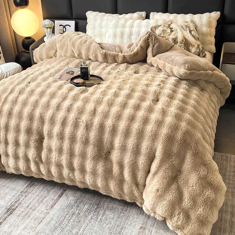 Luxury Faux Rabbit Fur Blanket for Winter Thickened Warm Double Layer Plush Blankets for Bed Fluffy Soft Warmth Quilt Comforter H251216-image-1088600608