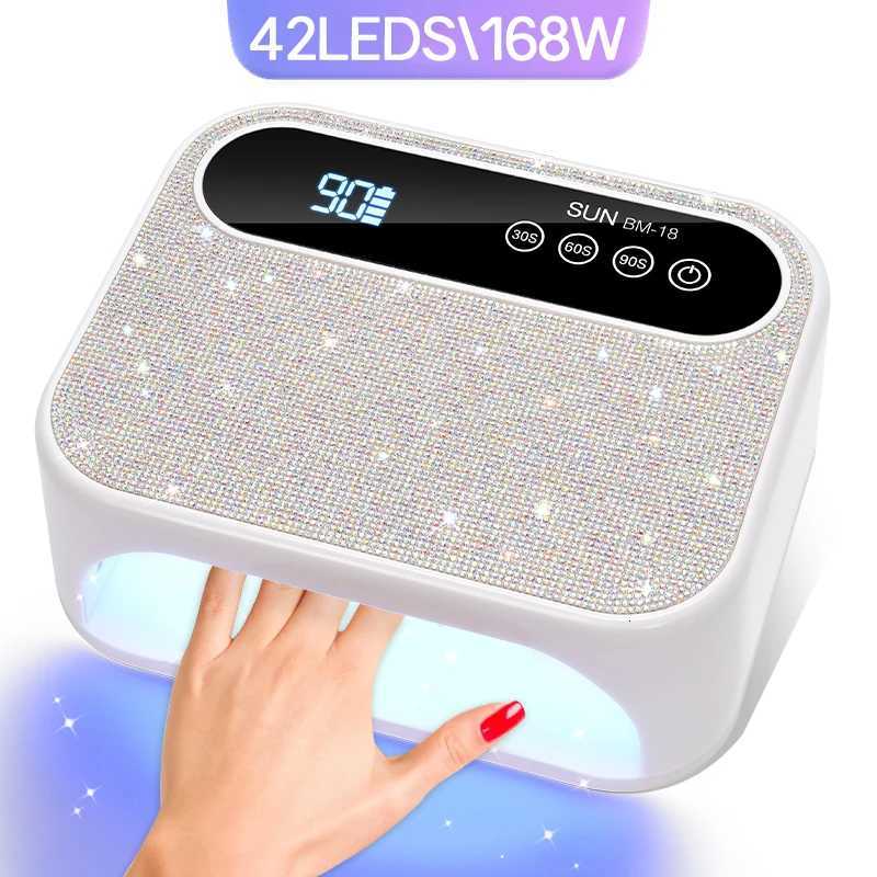 42LEDS Rechargeable Nail Lamp Professional UV LED Lamp With Diamonds 168W Gel Polish Drying Lamp For Nails Manicure ToolsT251216-image-1088551589