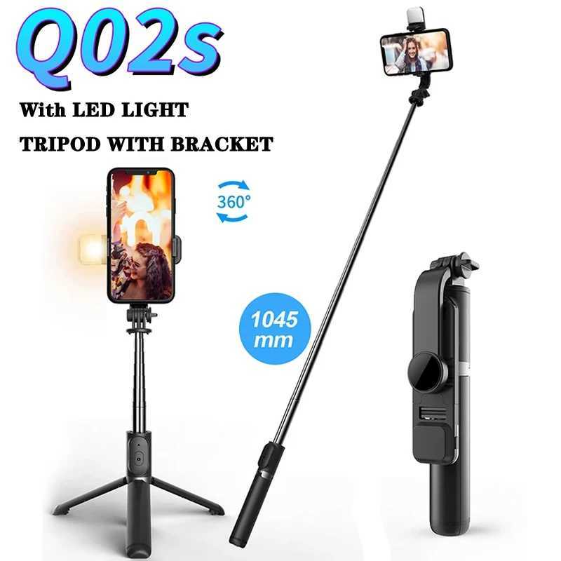 Wireless Bluetooth Selfie Stick Foldable Portable Tripod with LED Fill Light Shutter Remote Control For Android Ios Smartphone G251216-image-1088568953