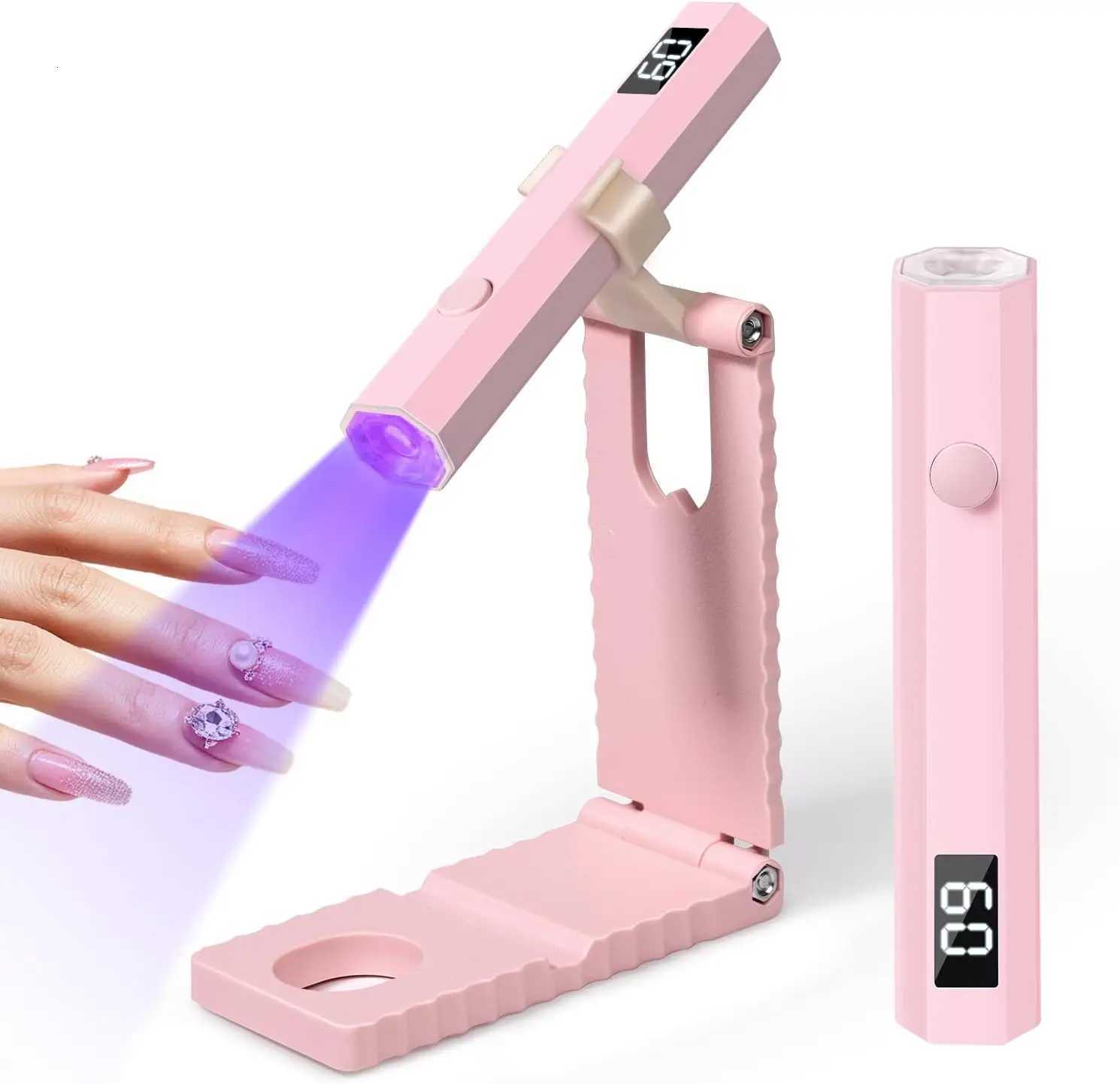 Cordless UV/LED Nail Lamp Set Handheld Light with Stand LCD Display Rechargeable USB Gel Nail Dryer for Quick CuringT251216-image-1088553161