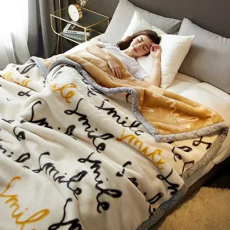 High-end Printed Warm Raschel Blankets for Winter Super Soft Warmth Weighted Blanket High-quality Antistatic Skin Friendly Duvet H251216-image-1088601115