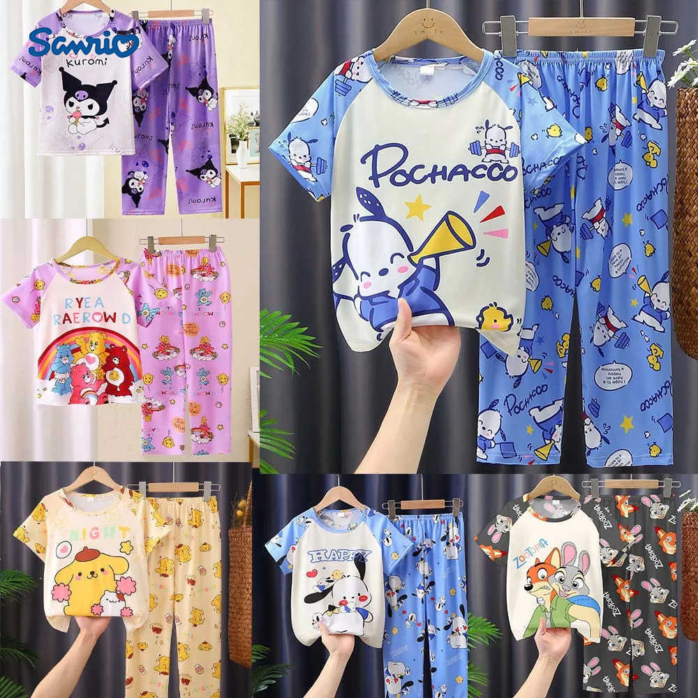 Sanrio Cinnamoroll Animal Cartoon Boys Pajamas Sets Kids Stitch Pyjama Hello Kitty Kuromi Girls Summer Pijama Children Sleepwear H251216-image-1088712793