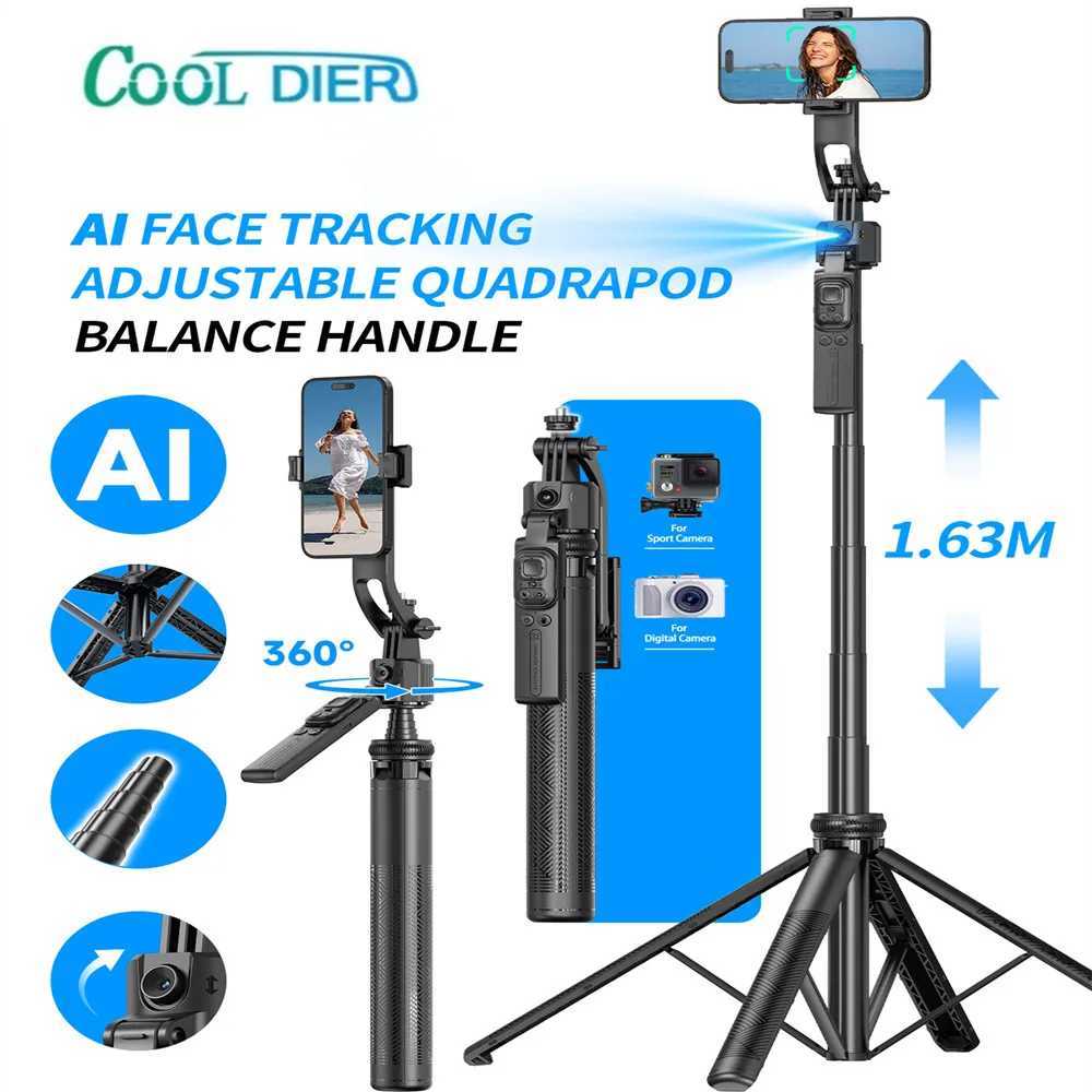 5 in 1 Selfie Stick Gimbal Stabilizer For Smartphone With Bluetooth Remote Intelligent AI Follow-Up Anti Shake Pan Tilt Tripod G251216-image-1088569565