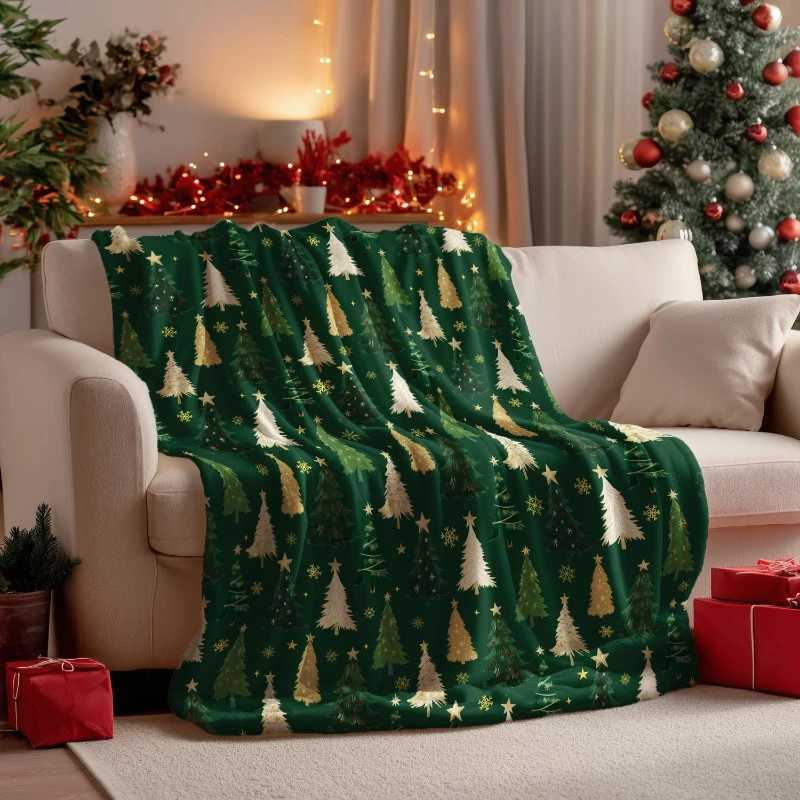 Christmas Flannel Blanket Throw Christmas Red Tree Plush Cozy Fleece Blankets for Couch Sofa Bed Ideal Gifts for Kids Adults H251216-image-1088602197
