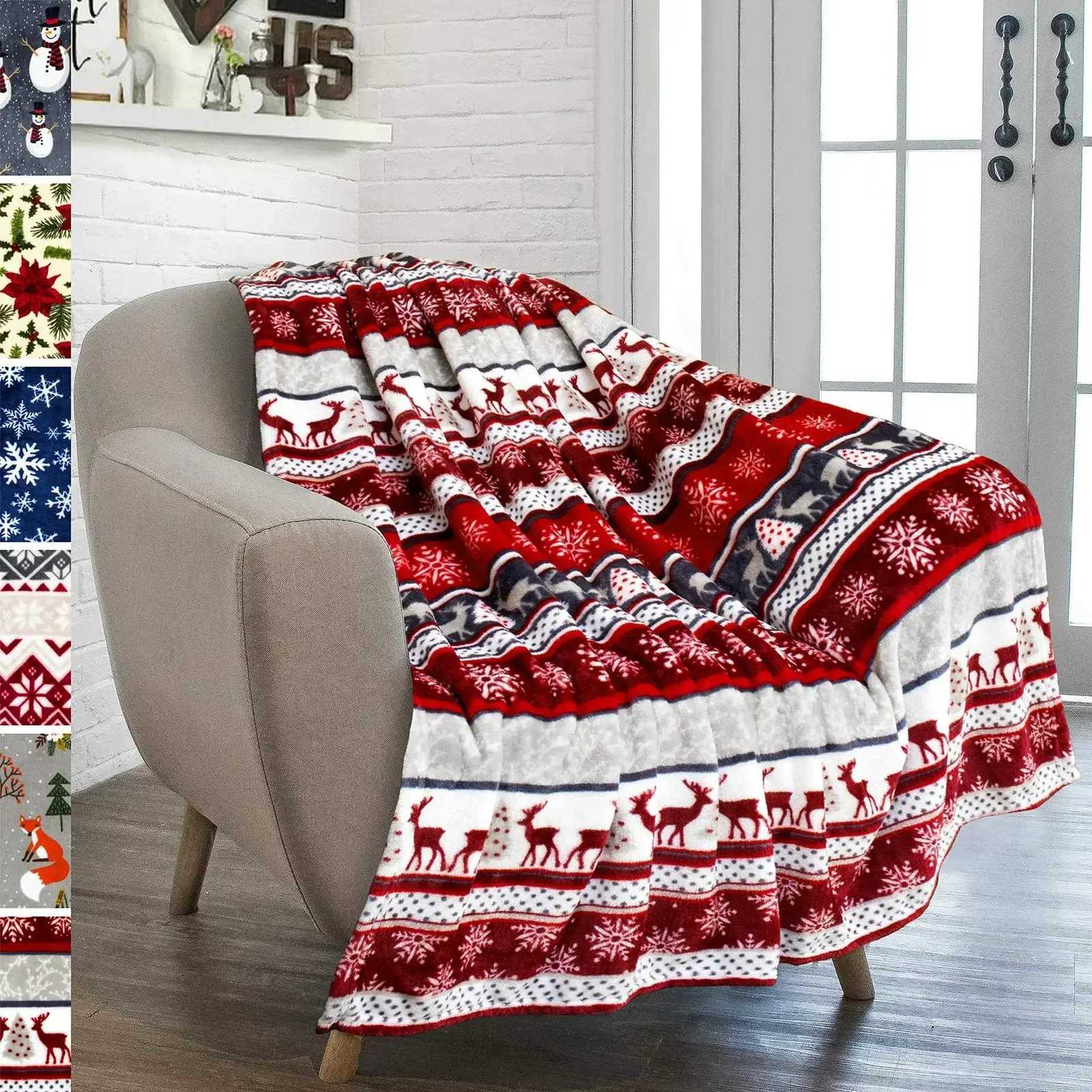 Christmas Throw BlanketFlannel Snowflake Gingerbread 2024 Xmas Fleece BlanketWinter Warm Soft Plush Blanket For Couch Sofa Bed H251216-image-1088601844