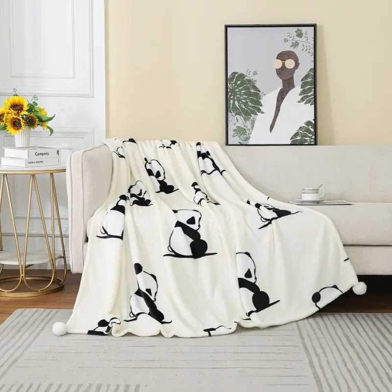 Cartoon Panda Blanket Double-sided Flannel Quilt Thickened Student Dormitory Air Conditioning Woollen Carpet Flannel Polyester H251216-image-1088602393