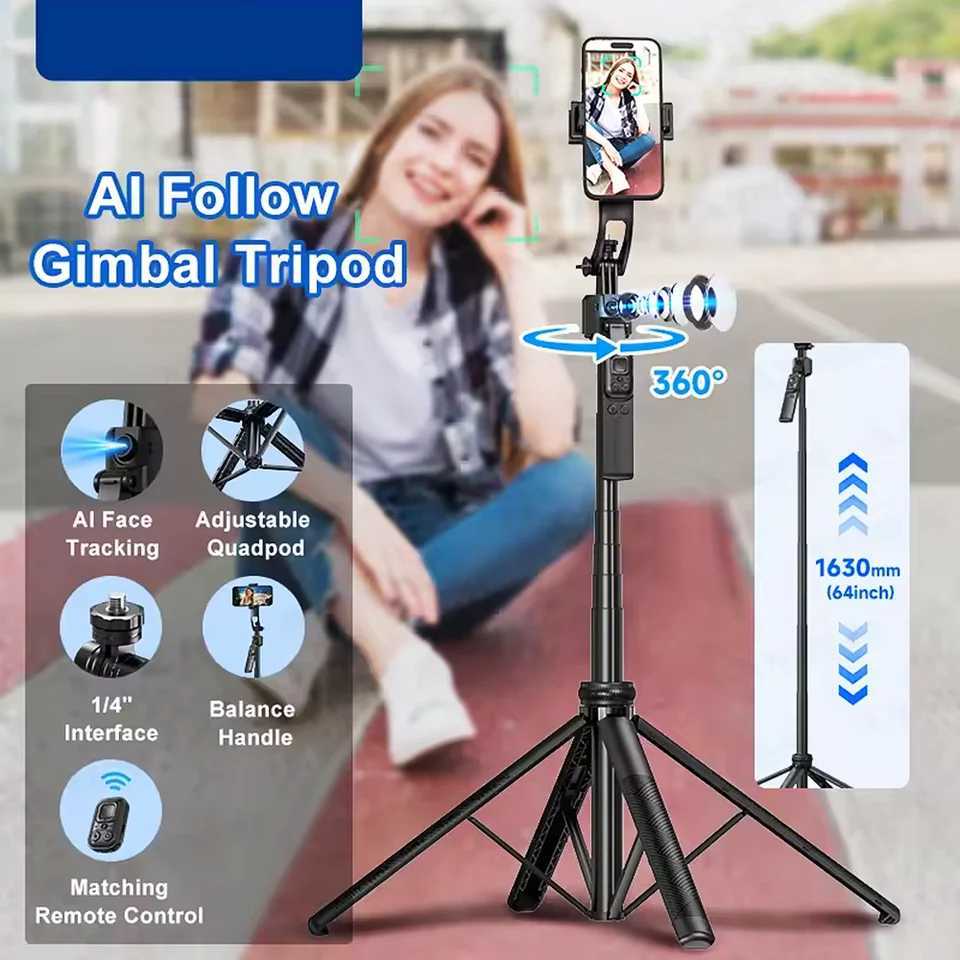 New upgrade Selfie Tripod Gimbal Stabilizer For Smartphone Bluetooth Remote Intelligent AI Follow-Up Anti Shake Pan Tilt G251216-image-1088572629