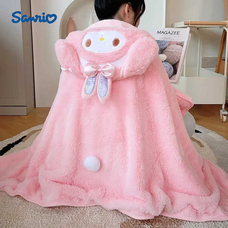 Sanrio My Melody Cloak Hooded Marie Cat Dumbo Girl Plush Blanket Cloak Costume Hoodie Soft Warm Cloak Office Bedroom Nap Girl Gifts H251216-image-1088666521