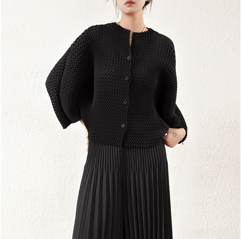 (1121) Cardigan ample en tricot à châle pour femmes, veste courte plissée