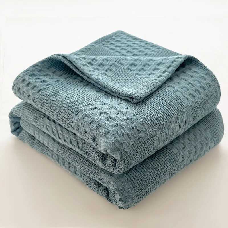 100 Cotton Throw Blanket Soft Breathable Waffle Blanket for Twin Queen King Bed Decorative Plaid Sofa Blankets Fall Blankets H251216-image-1088601373