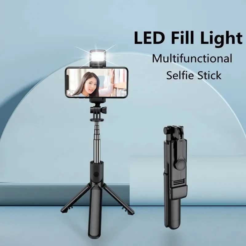 Wireless Bluetooth Selfie Stick Tripod With Remote Extendable Tripod With LED Selfie Light Detachable For Ios Android Smartphone G251216-image-1088571533