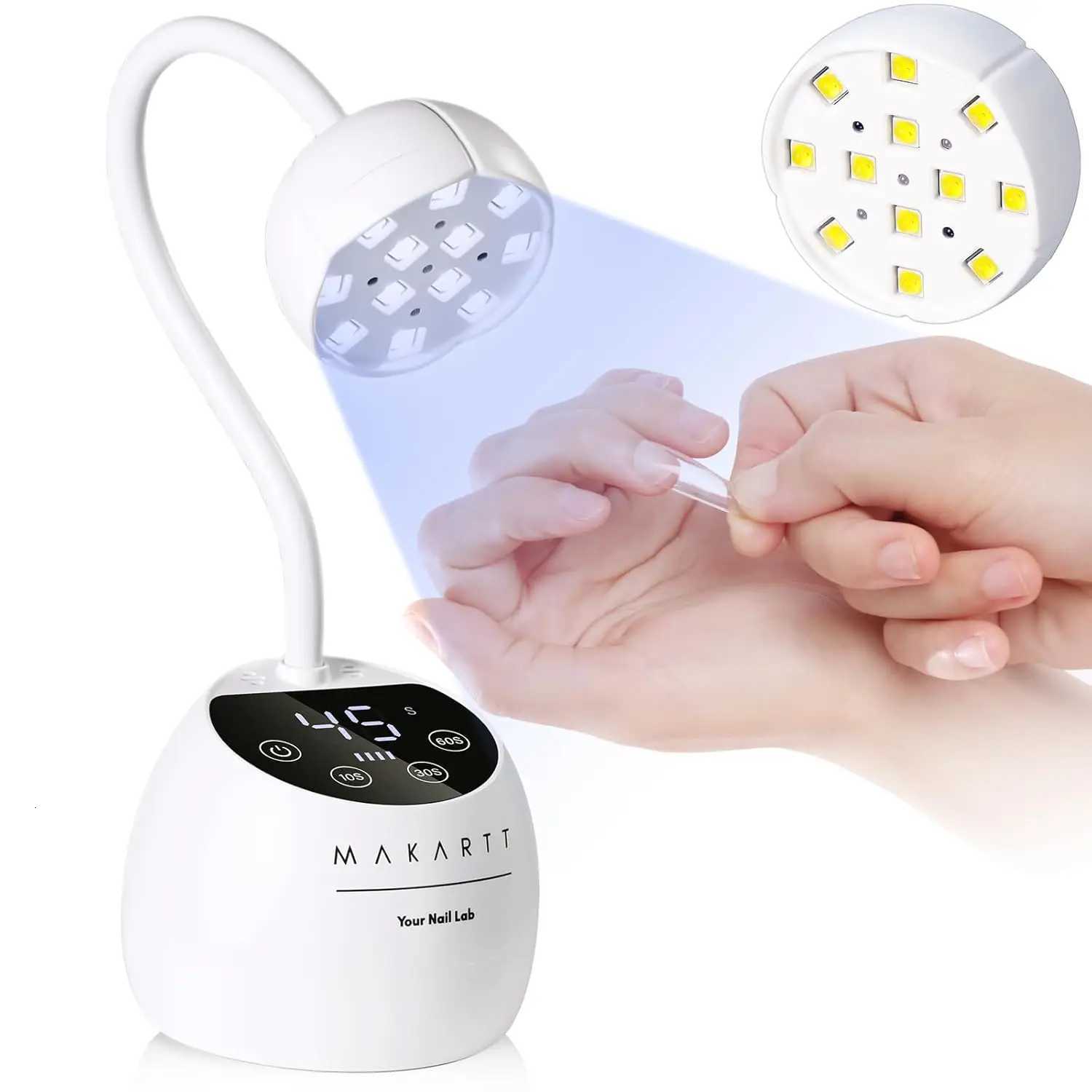 Makartt UV LED Nail Lamp - Gooseneck UV Light for Gel Nails Cherie Cordless USB 39W Nail Dryer LED Gel Lamp with 4 Times AutoT251216-image-1088552522