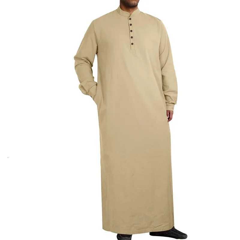 New Islam Qamis Muslim Oversized Robes Long Sleeve Button Arabian Kaftan Suit Middle East Dubai Abaya High Quality Men Clothing W251216-image-1088622843