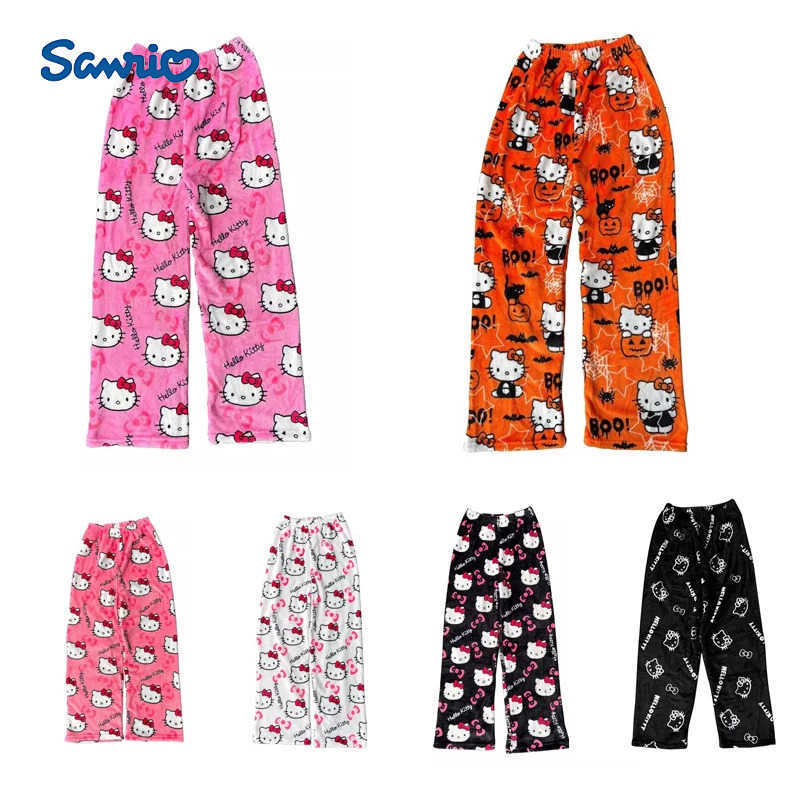 Sanrio Kawaii Hello Kitty Christmas Velvet Pajamas Anime and Cartoon Kuromi Autumn and Winter Loose Casual Warm Couple Home Clothes H251216-image-1088663530
