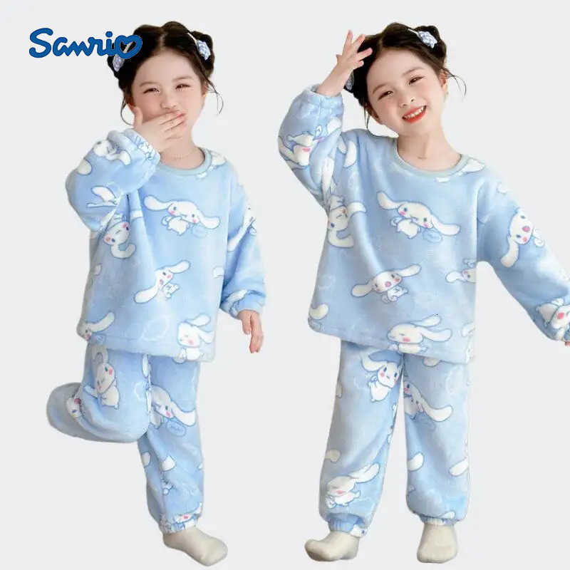 Sanrio New Cartoon Cinnamoroll Kids Pajamas Set Soft Girls Sleepwear Home Clothes Anime Children Pajama 2Pcs Set Cute Animal Print H251216-image-1088708204