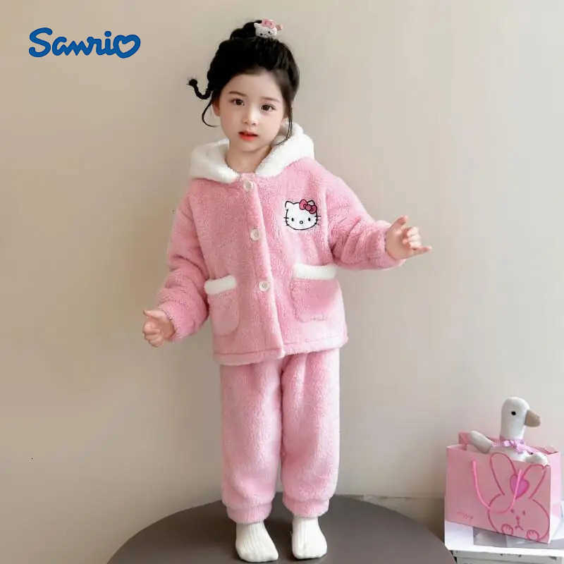 Sanrio Hello Kitty Fashion 2-piece Set Childrens Clothing Jacket Fuzz Amsterdam Kids Boys Padded Jackets Girl Winter Clothes H251216-image-1088697114