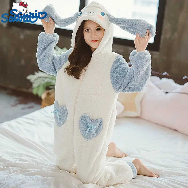 Sanrio Sanrioed Plush Anime Cinnamoroll Winter Flannel Kids Rompers Girl Boy Toddler Jumpsuit Infant Clothes Pyjamas Kid Overalls Gift H251216-image-1088664114