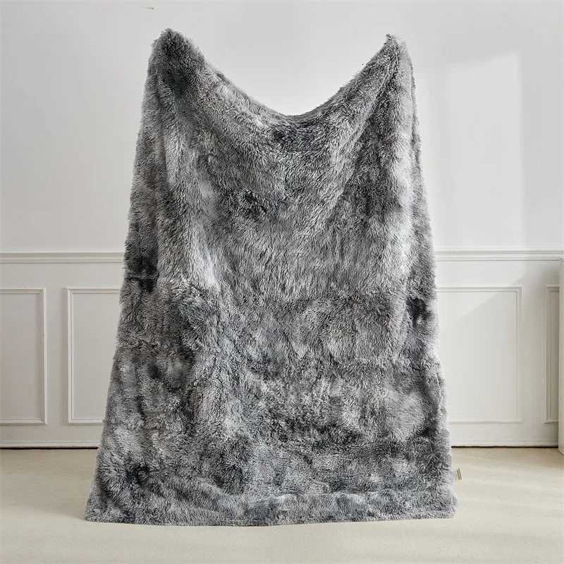 2025 New Double Mink Fleece Lamb Fleece Cotton Blanket Coral Fleece Ice Cream Long Hair Blanket Solid Color Simple Sofa Blanket H251216-image-1088601601