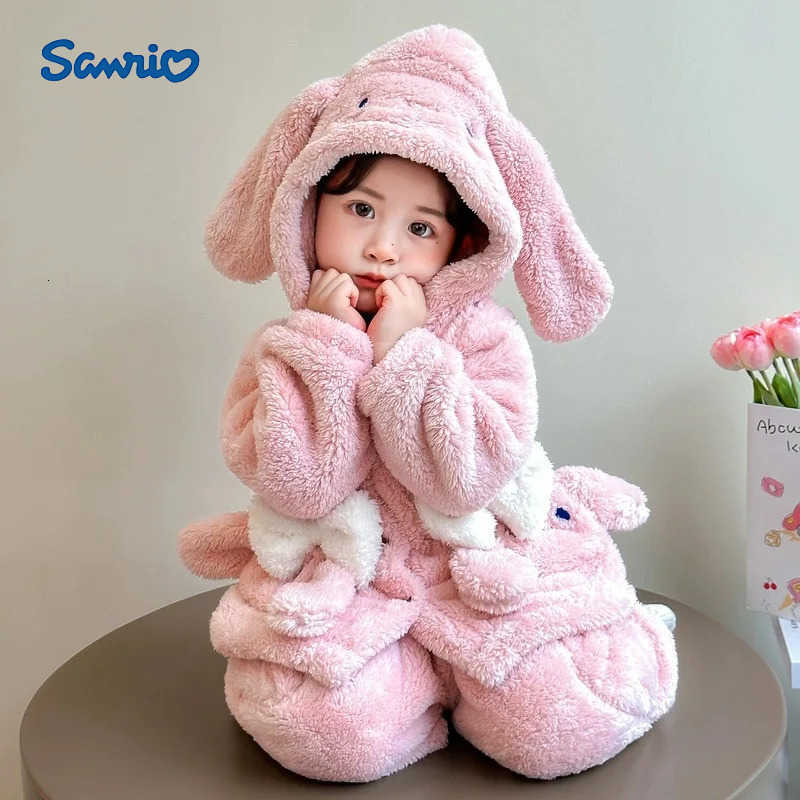 Sanrio Cinnamoroll 2-Piece Womens Pajamas Set Coral Fleece Flannel Y2K Cartoon Warm Pajamas for Autumn Winter Gift H251216-image-1088697045