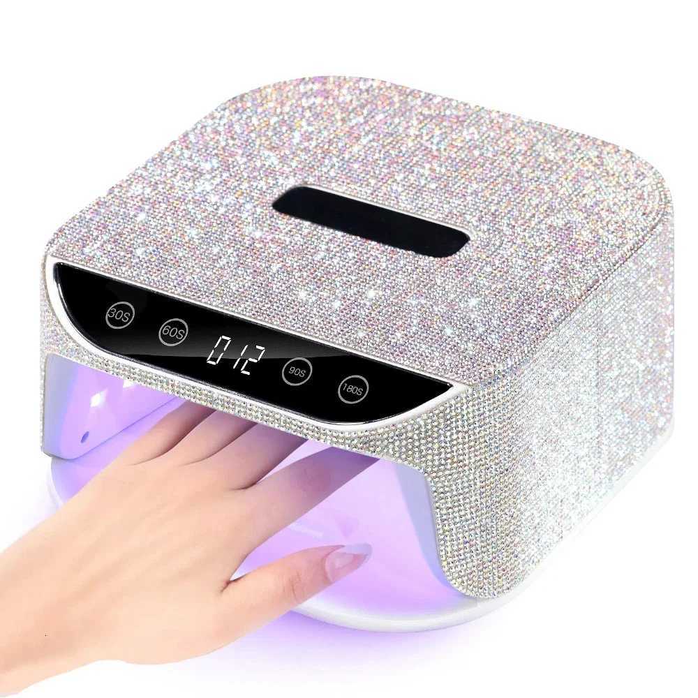 Nail Drying Lamp with Rhinestones Rechargeable Wireless Gel Polish Drying Machine Manicure with Handle Cordless Nail UV LED LampT251216-image-1088554235