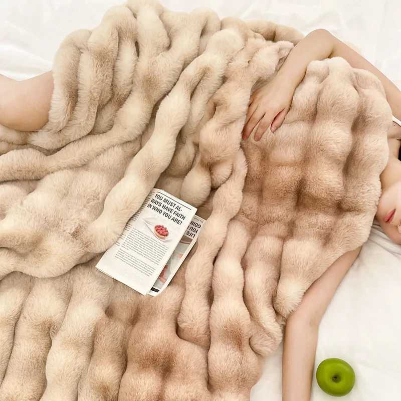 Luxury Thick Plush Faux Rabbit Fur Throw Blanket All Seasons Ultra-Plush Cozy Soft Decorative Blanket Use For Couch Bed Travel H251216-image-1088600583