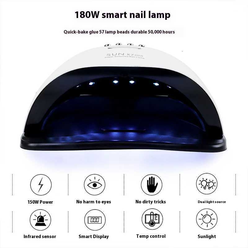 Professional 180W Nail Lamp UV LED Gel Polish Dryer with Handle 57 Lights SUNX7MAX for Salon and Home UseT251216-image-1088552240