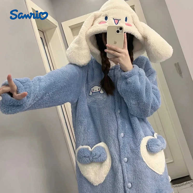 Sanrio MINISO Adult Cinnamoroll Cosplay Costume Robes Kigurumi Onesie Anime Nightgown Halloween Cartoon Pajamas H251216-image-1088696705