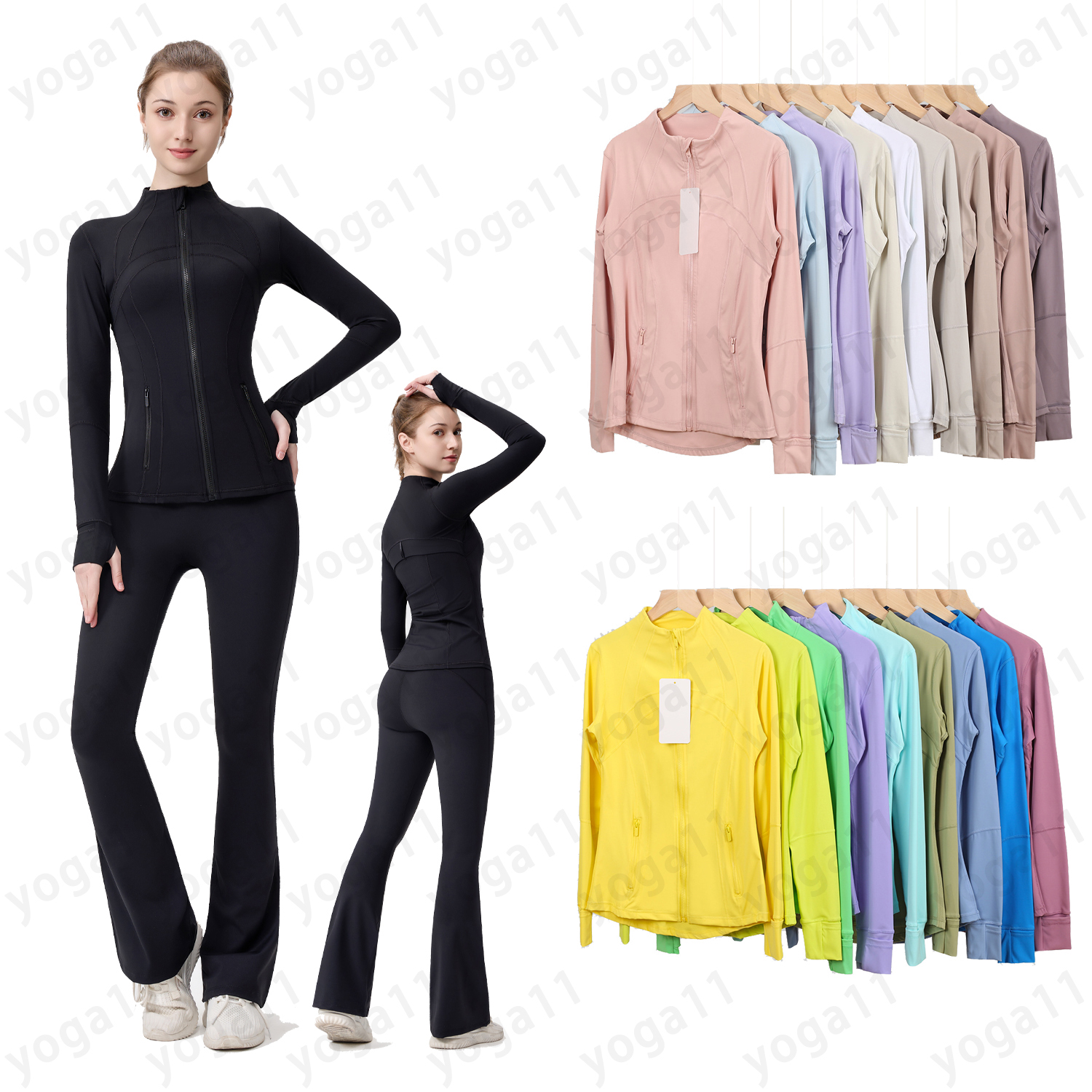 Women Yoga long clothes sleeves Jacket Outfit Solid Color Nude Sports Shaping Waist Fitness Jogging Sportswear For Lady Define Leggings yoga pant-image-1081513857