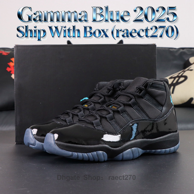 LJR Grade Baskeball Shoes With Box 2025 A JS 11 Gamma Blue Black Ballistic Mesh Upper Patent Leather Full-Length Air Midsole Outsole Carbon Fiber Pl