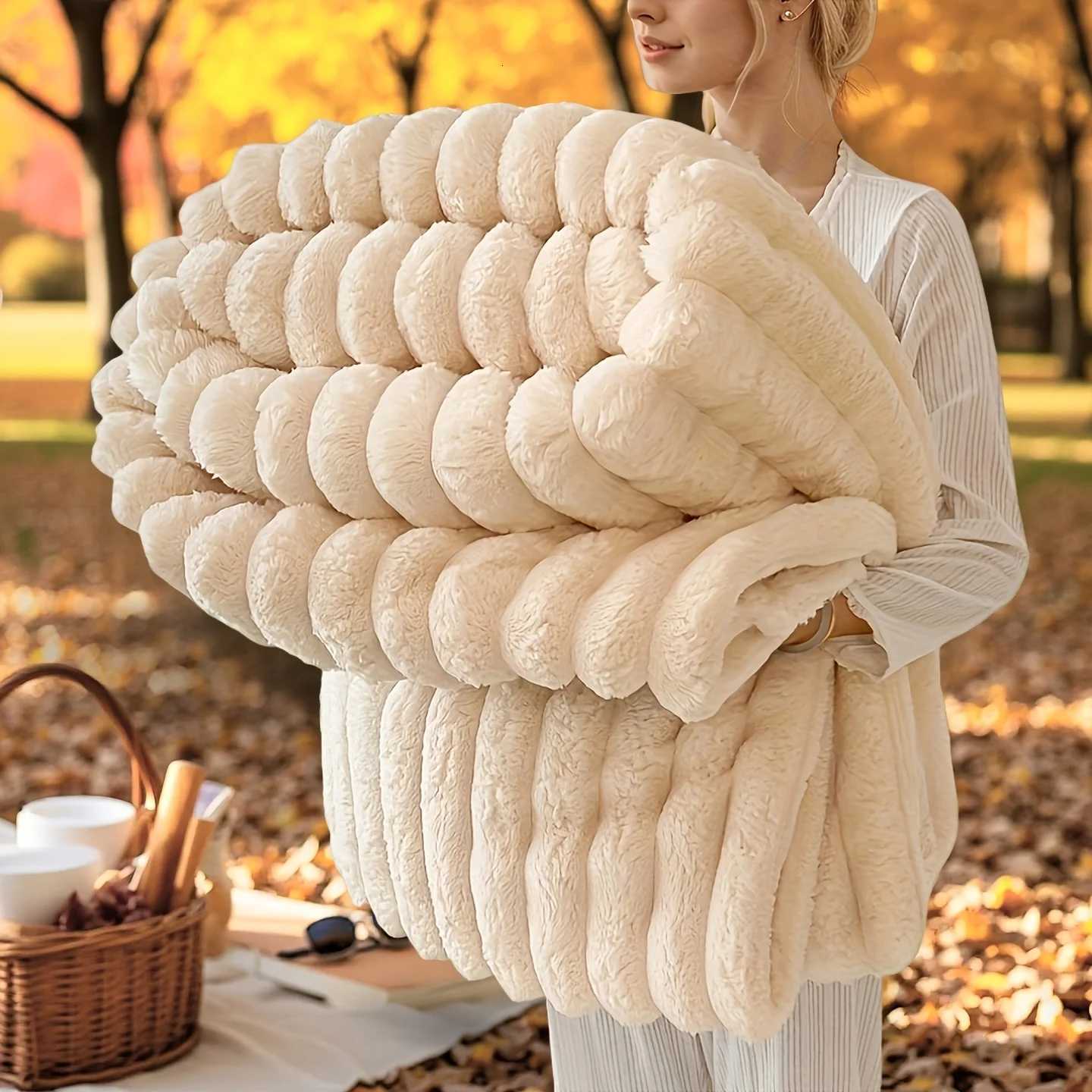 Thickened Wide Striped Flannel Multifunctional Blanket Soft Skin-Friendly Waterproof Bed Sheet Cover Sofa Throw Nap Blanket for H251216-image-1088601926