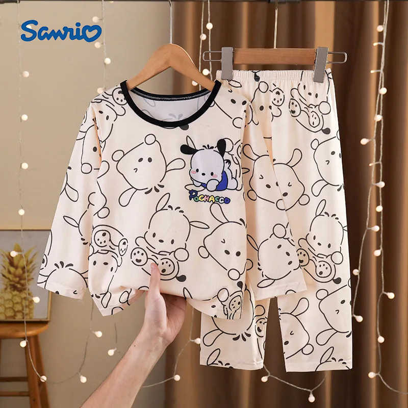 Sanrio Girls Pajamas Spring Autumn Children Pajamas Long Sleeve Cartoon Kids Sleepwear Robe Childrens Clothing Mother H251216-image-1088698446
